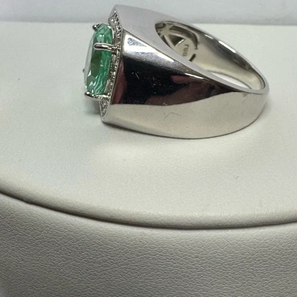 925 Green Spinel Men’s Ring - Picture 8 of 12